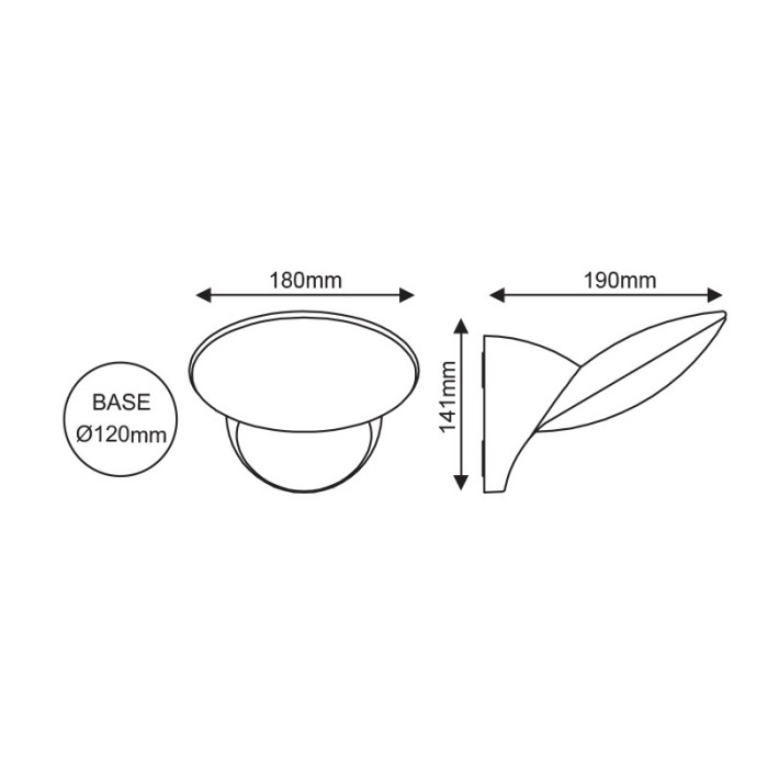 LED SMD WALL LUMINAIRE 14W 630LM 110° 230V AC 3.000K DARK GREY CRI80 IP54 30.000HRS