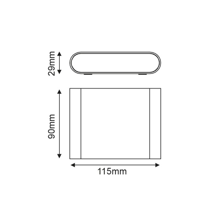 LED SMD WALL LUMINAIRE 7W 310LM 60° 230V AC 3.000K DARK GREY CRI80 IP54 30.000HRS