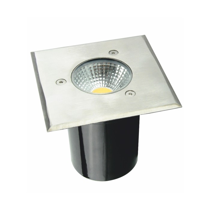 LED SQUARE COB INGROUND SPOT LUMINAIRE 7W 450LM 3000K 45° 230V AC IP67 RA80 30.000hrs