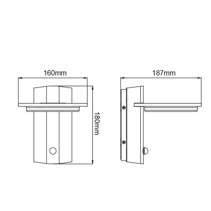 LED SMD WALL SENSOR LUMINAIRE 7W 440LM 145° 230V AC 3.000K DARK GREY CRI80 IP54 30.000HRS