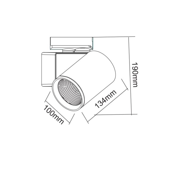 BLACK LED TRACK LUMINAIRE 40W 4000K 1-PHASE 38° 4200LM 230V AC Ra80