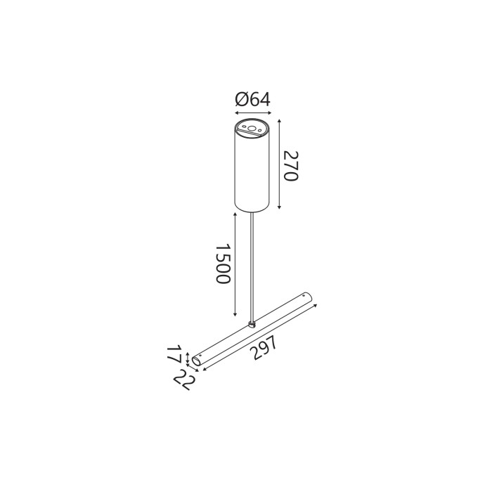 HANGING SAND BLACK ALUMINUM 75W CCT DIMMABLE ROSSETE Φ64x235mm        
POLE 22x17x297mm  
IP20

