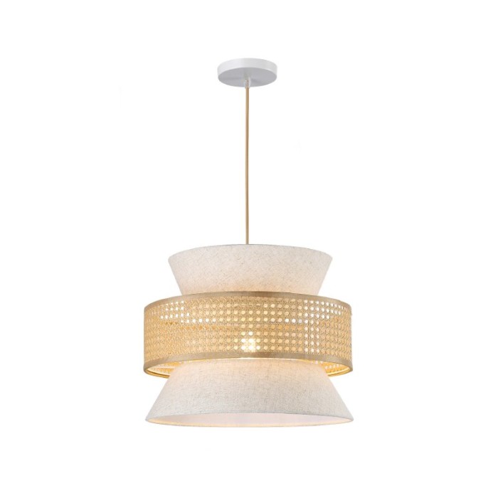 JAPAN-PENDANT LAMP BEIGE FABRIC CONVENTIONAL IP20 1xE27 400xH1300mm