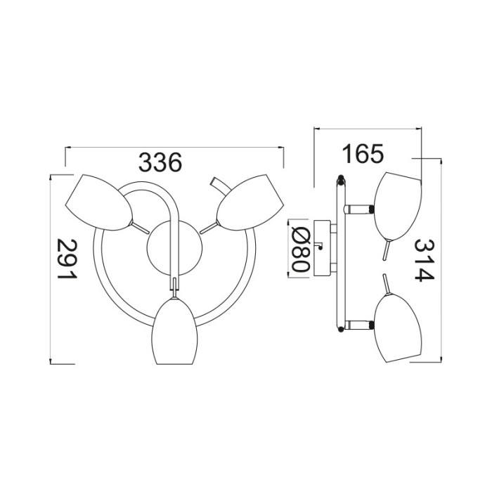 NETTO SPOT III ROSETTE CHROME 3XGU10 LEGOLAS