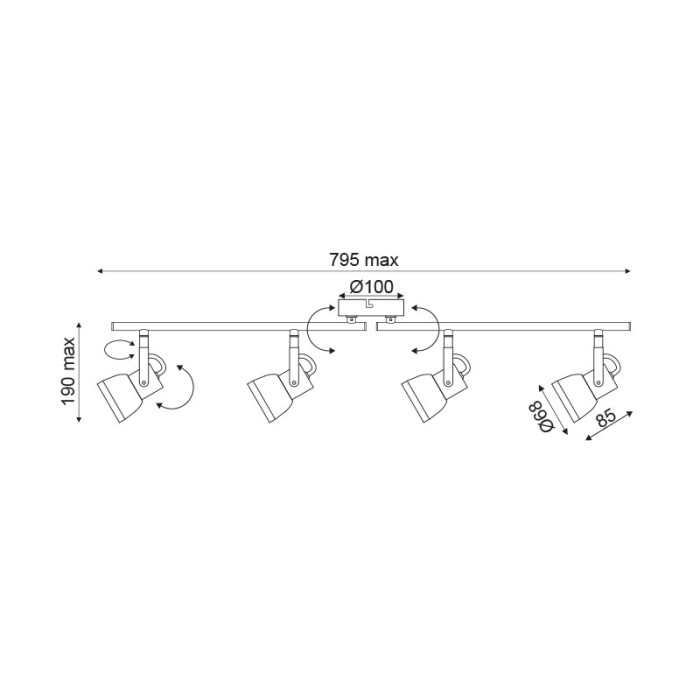 NETTO ΦΩΤΙΣΤΙΚΟ ΟΡΟΦΗΣ ΑΠΟΧΡΩΣΗ ΤΣΙΜΕΝΤΟΥ ΜΕΤΑΛΛΙΚΟ ΣΥΜΒΑΤΙΚΟ 4ΧGU10 IP20 795Χ190mm