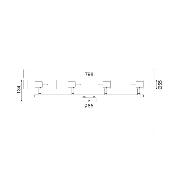 NETTO SPOT 4 Χ GU10 NICKEL CLEAR GLASS PLATINUM