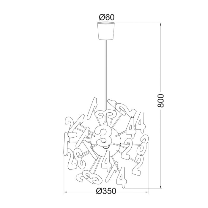 NETTO PENDANT4ΧE14 D35CM NUMBERS SCHOOL