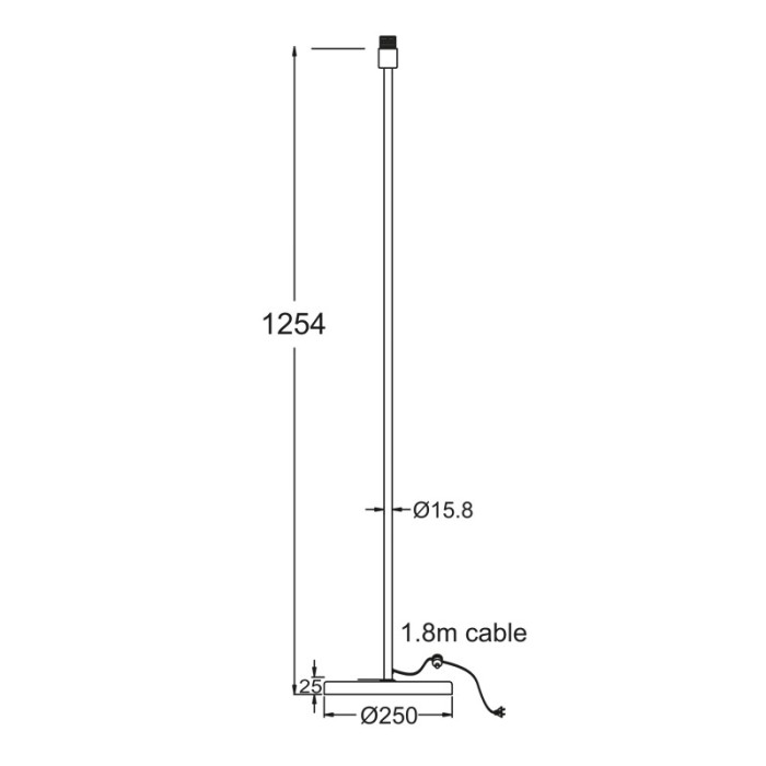 NETTO ΦΩΤΙΣΤΙΚΟ ΕΠΙΔΑΠΕΔΙΟ ΛΕΥΚΟ ΜΕΤΑΛΛΙΚΟ ΣΥΜΒΑΤΙΚΟ 1ΧΕ27 IP20 Φ250Χ1254mm
