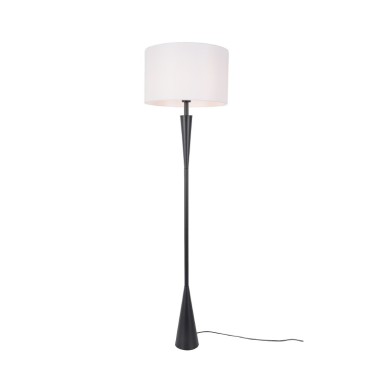 FLOOR LAMP MATT BLACK METAL WHITE FABRIC SHADE 1ΧΕ27 D40.5*H155cm PLANN
