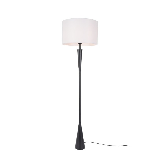 FLOOR LAMP MATT BLACK METAL WHITE FABRIC SHADE 1ΧΕ27 D40.5*H155cm PLANN

