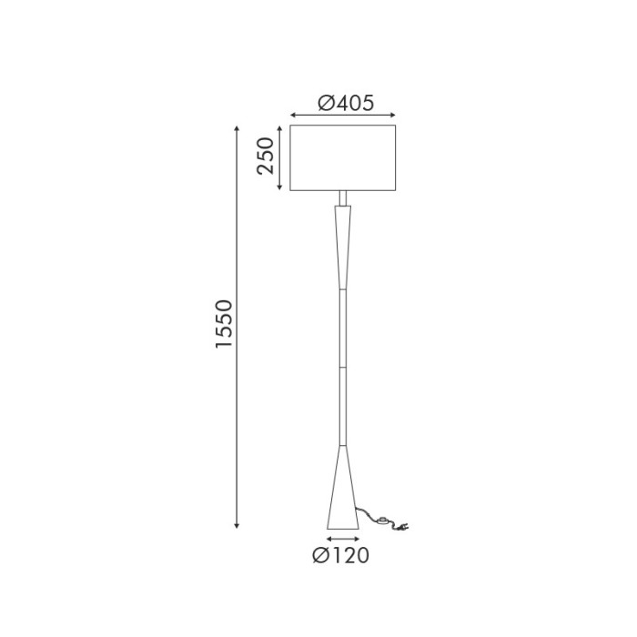 FLOOR LAMP MATT BLACK METAL WHITE FABRIC SHADE 1ΧΕ27 D40.5*H155cm PLANN
