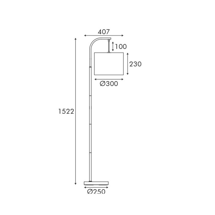 FLOOR LAMP BLACK METAL BLACK FABRIC SHADE L40.7*W30*H152cm 1ΧΕ27 MAX 60W JOAN
