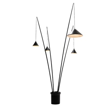 FLOOR LAMP 4-LIGHT BLACK METAL AND RESIN D100 H250cm 4ΧE27 DELIA
