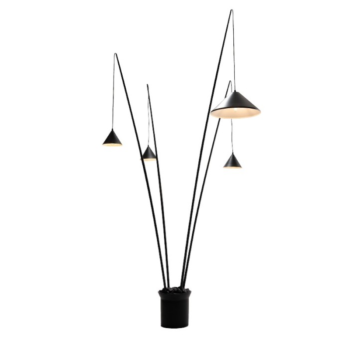 FLOOR LAMP 4-LIGHT BLACK METAL AND RESIN D100 H250cm 4ΧE27 DELIA
