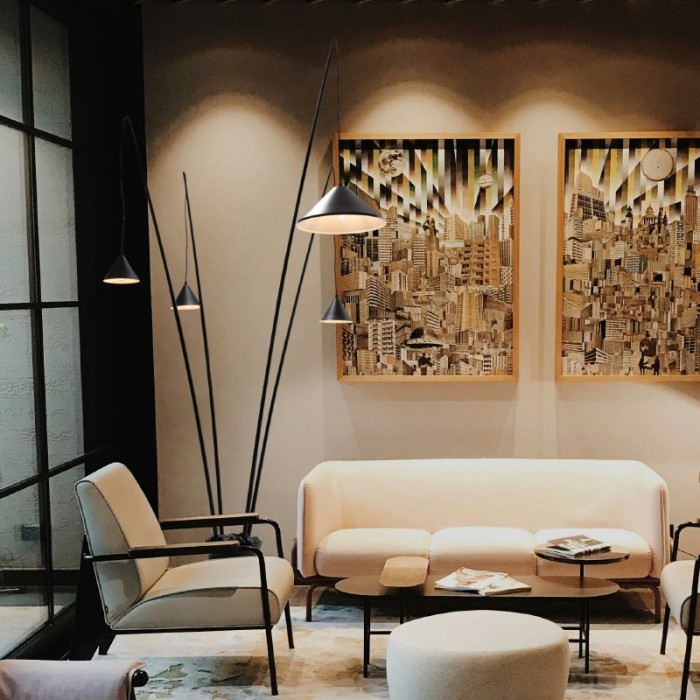 FLOOR LAMP 4-LIGHT BLACK METAL AND RESIN D100 H250cm 4ΧE27 DELIA
