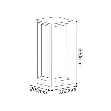 POST LUMINAIRE 560MM IP65 3xE27 Max.7W WHITE CEMENT & PC DIFFUSER 