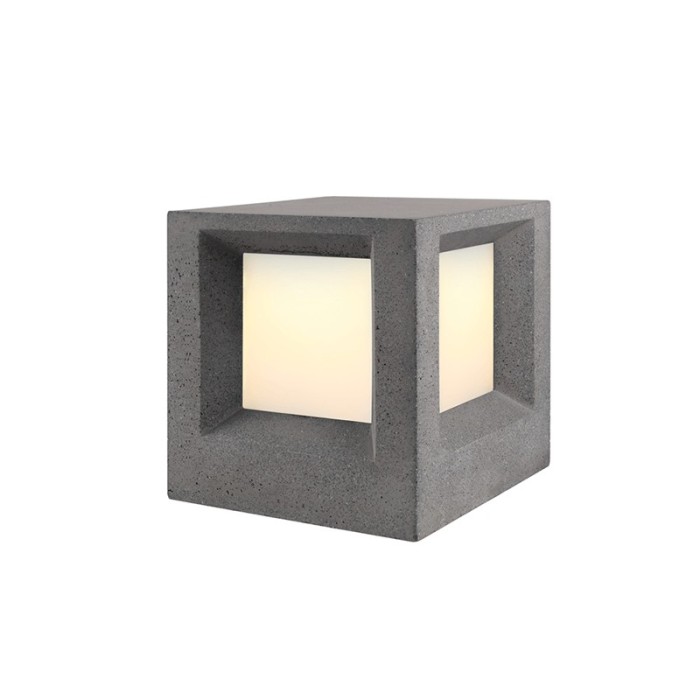 POST LUMINAIRE 200MM IP65 E27 Max.7W BLACK CEMENT & PC DIFFUSER 