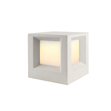 POST LUMINAIRE 200MM IP65 E27 Max.7W WHITE CEMENT & PC DIFFUSER 