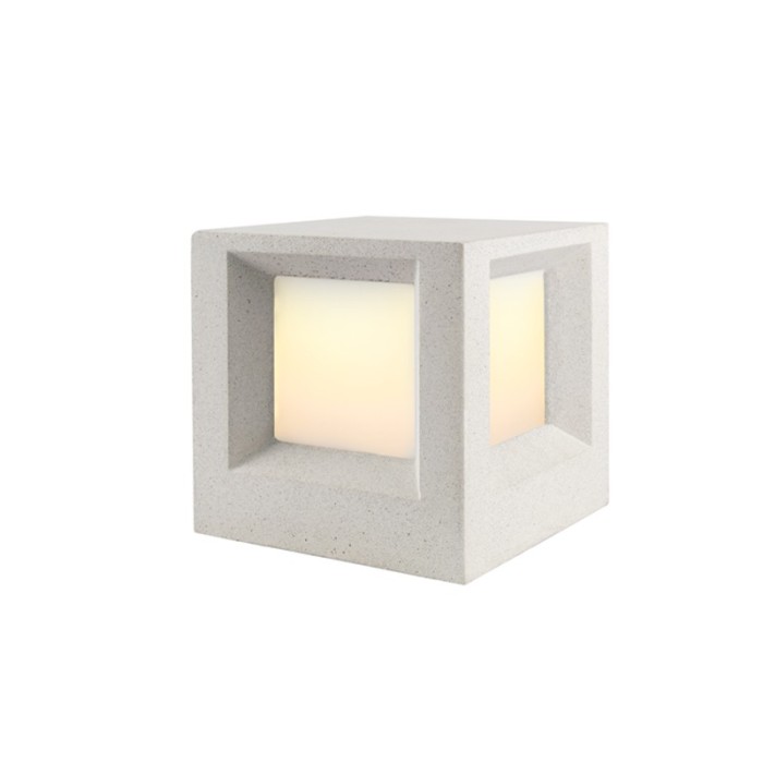 POST LUMINAIRE 200MM IP65 E27 Max.7W WHITE CEMENT & PC DIFFUSER 