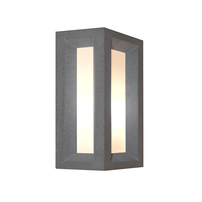 WALL LUMINAIRE IP65 E27 Max.7W BLACK CEMENT & PC DIFFUSER 