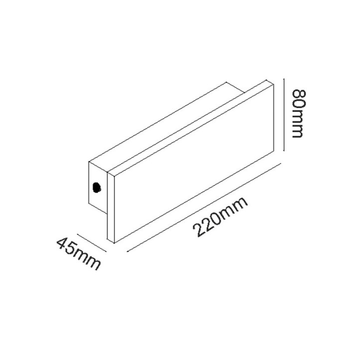 LINEAR WALL LED SMD LUMINAIRE 8W 480LM 230V AC 3000K RA80 IP65 30.000HRS BLACK CEMENT 