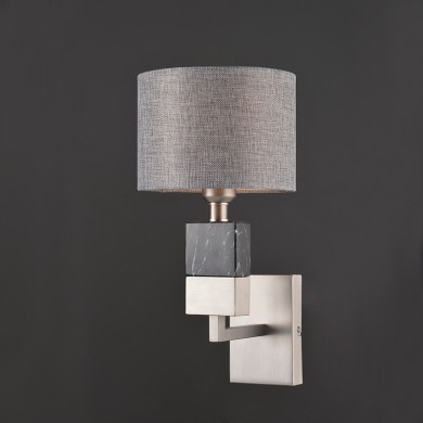 NETTO WALL MOUNTED LUMINAIRE 1XE27 METALLIC NIKEL & GREY SHADE, COLORGREY MARBLE-BRUSHED STEE 20Χ25ΧΗ30CM LUXOR