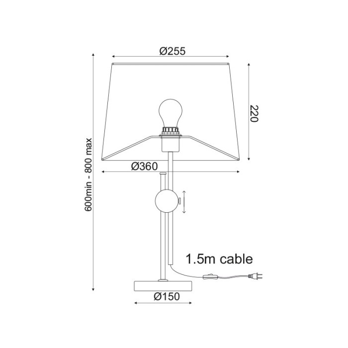 NETTO ΦΩΤΙΣΤΙΚΟ ΕΠΙΤΡΑΠΕΖΙΟ ΣΑΤΙΝΕ ΜΠΡΟΝΖΕ ΜΕΤΑΛΛΙΚΟ ΣΥΜΒΑΤΙΚΟ 1ΧΕ27 IP20 Φ360Χ600-800mm