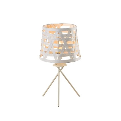 NETTO TABLE LUMINAIRE 1XE27 METALLIC WHITE+ CANE COLOR:WHITE SHADE /MAT WHITE METAL Φ17ΧΗ35CM AGATHA
