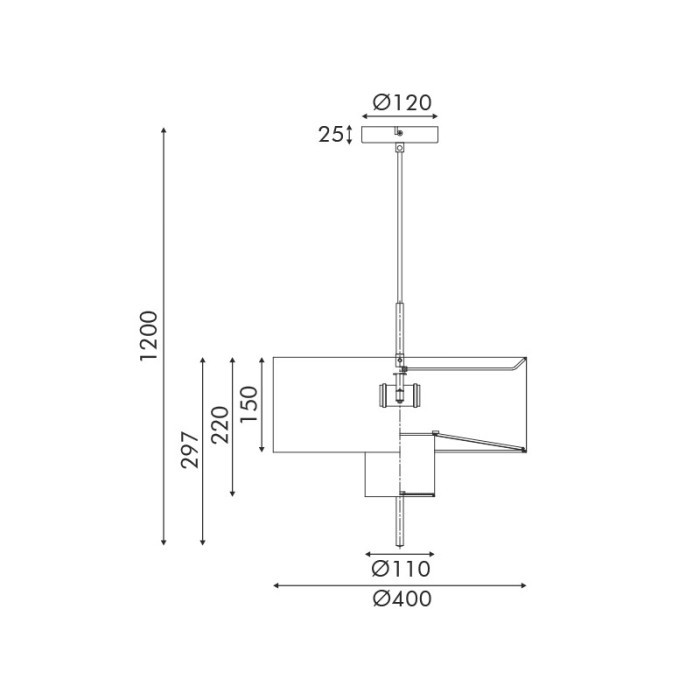 ΚΡΕΜΑΣΤΟ ΦΩΤΙΣΤΙΚΟ ΜΑΥΡΟ ΜΕΤΑΛΛΟ ΔΥΟ ΕΠΙΠΕΔΩΝ ΜΠΕΖ ΥΦΑΣΜΑΤΙΝΟ ΚΑΠΕΛΟ D40*H120cm 1*E27,Max 60W ANAFI