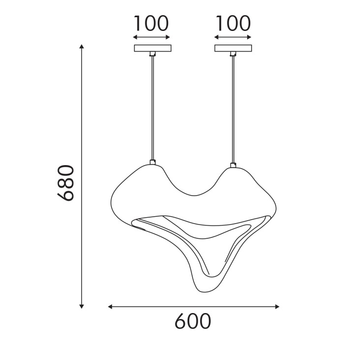 PENDANT LAMP IRON+ POLYSTYRENE (PS) WHITE 2*E27 60W IP20  L600xW280xH680 
