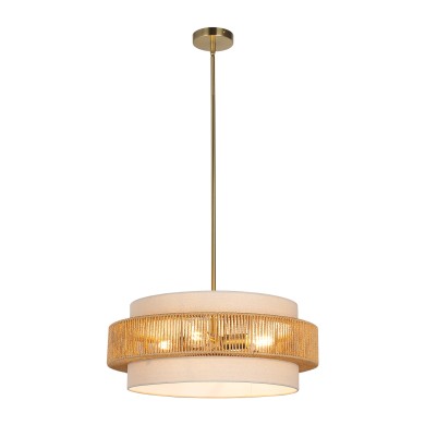 PENDANT LAMP IRON+ROPE PAPER +FABRIC   4*E27 40W  IP20  D570xH1200
