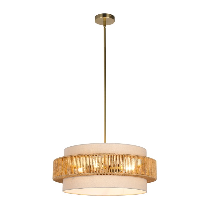 PENDANT LAMP IRON+ROPE PAPER +FABRIC   4*E27 40W  IP20  D570xH1200
