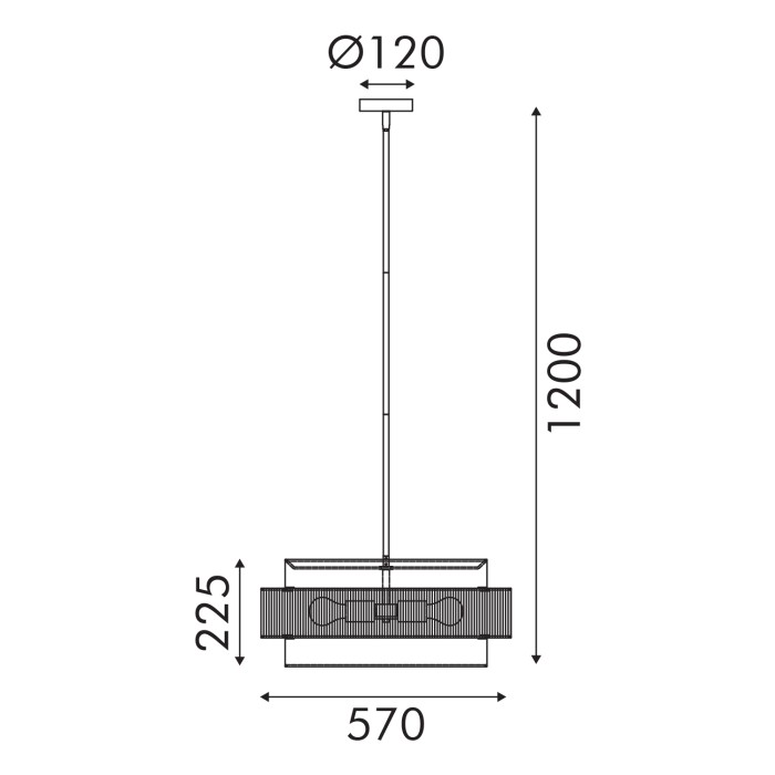 PENDANT LAMP IRON+ROPE PAPER +FABRIC   4*E27 40W  IP20  D570xH1200

