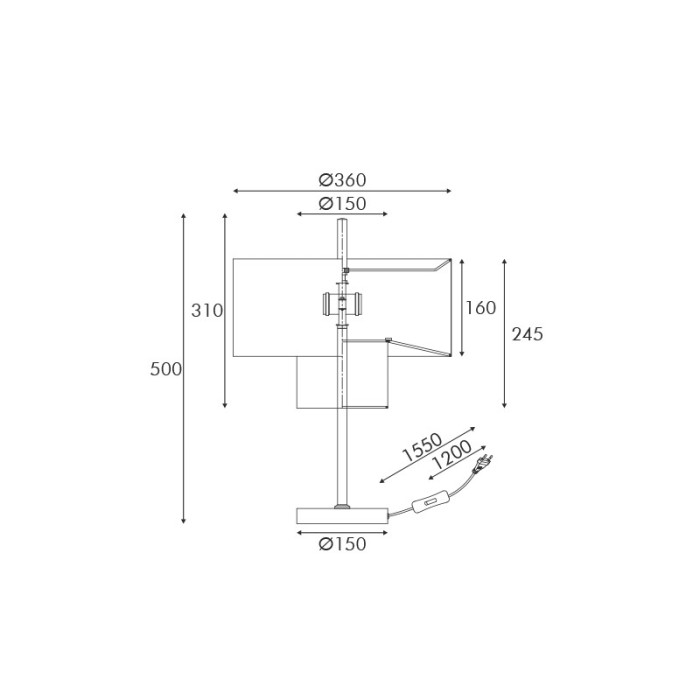 TABLE LAMP BLACK METAL TWO TIER BEIGE FABRIC SHADE D36*H50cm 1*E27 ANAFI
