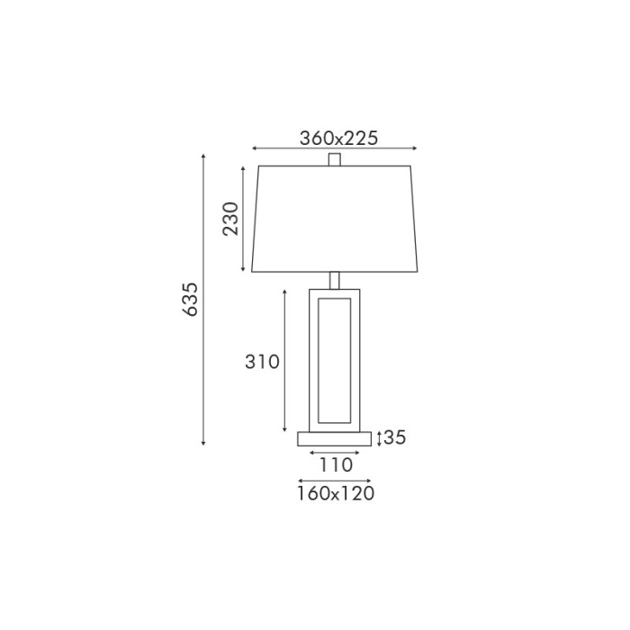 SQUARE TABLE LAMP BLACK METAL WHITE FABRIC SHADE  L36*W22*H63.5cm 1*E27 DENNIS
