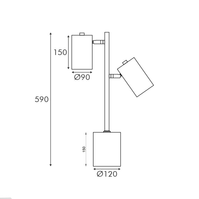 TABLE LAMP BLACK METAL D12*H59cm 2ΧΕ27 KENNETH
