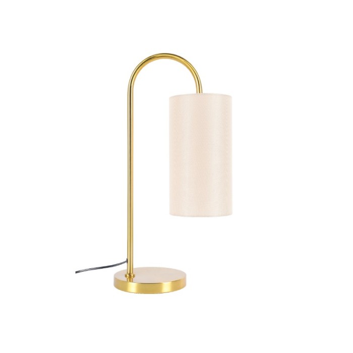TABLE LAMP BRASS METAL BEIGE FABRIC SHADE 1ΧΕ27 L28*W18*H57cm ZORAN
