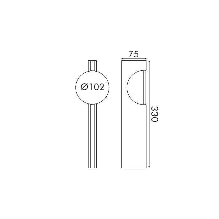 ΦΩΤΙΣΤΙΚΟ ΕΠΙΤΟΙΧΙΟ-ΧΑΛΚΙΝΟ ΜΕΤΑΛΛΟ LED 5W 2700Κ IP20 100x100xH330mm
