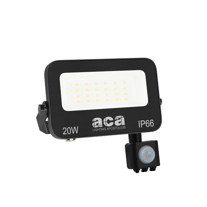 LED SMD BLACK FLOOD LUMINAIRE WITH SENSOR 20W 3CCT 2000LM 185-260V RA>80 IP66

