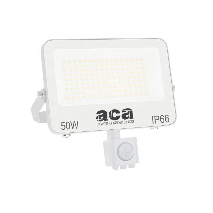 ΠΡΟΒΟΛΕΑΣ LED SMD ΛΕΥΚΟΣ ΜΕ ΑΙΣΘΗΤΗΡΑ 50W 3CCT 5000LM 185-260V RA>80 IP66