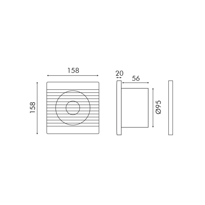 EXHAUST FAN WHITE PLASTIC 7 BLADES 12W 220-240V WITHOUT CABLE 158x158x95mm
