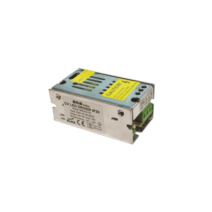 METAL CV LED DRIVER 12W 230V AC-24V DC 0.5A IP20 WITH TERMINAL