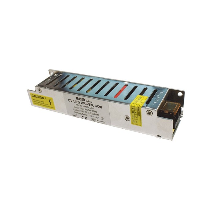 ΜΕΤΑΛΛΙΚΟ CV LED DRIVER 80W 230V AC24V DC 3.33A IP20 ΜΕ ΤΕΡΜΑΤΙΚΗ