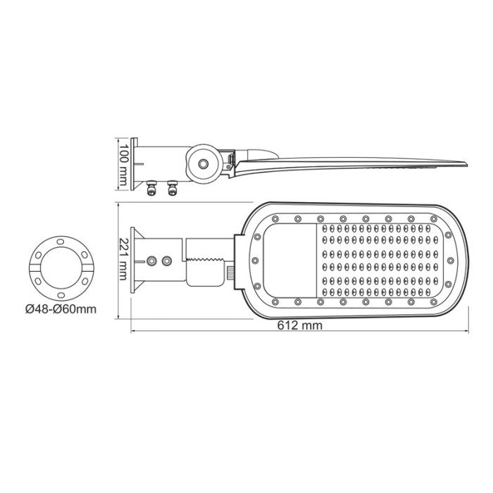 LED ΦΩΤΙΣΤΙΚΟ ΟΔΙΚΟΥ ΓΚΡΙ 230V AC 150W 4000K  20250LM 140x90˚ CLASS I IP66