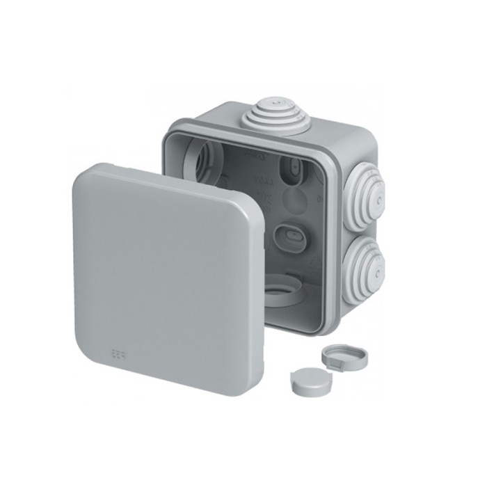 WATERPROOF JUNCTION BOX SQUARE 100x100x50mm 6 GLANDS IP55