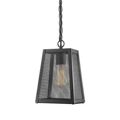 SAND BLACK PENDANT LUMINAIRE NYX 1XE27 IP44 WITH GRID & CLEAR GLASS 