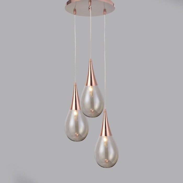 PENDANT GLASS 3XE14 CHROME BALLS ATENA