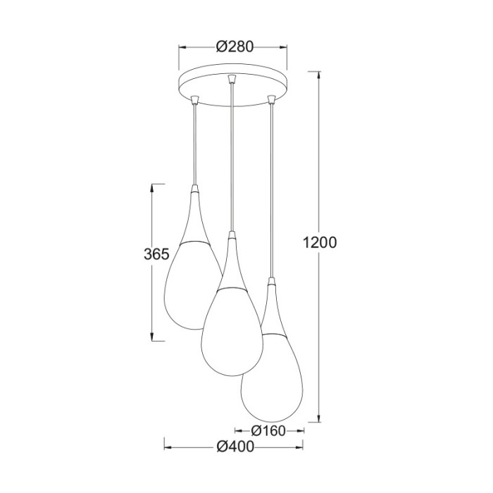 PENDANT GLASS 3XE14 CHROME BALLS ATENA