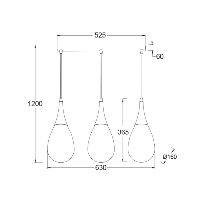 PENDANT GLASS 3XE14 AMBER BALLS ATENA