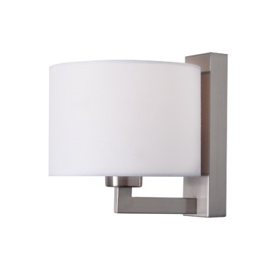 NETTO WALL L/F 1ΧΕ27 METAL NICKEL+WHITE HAT Φ18XΗ20CM CIRCE